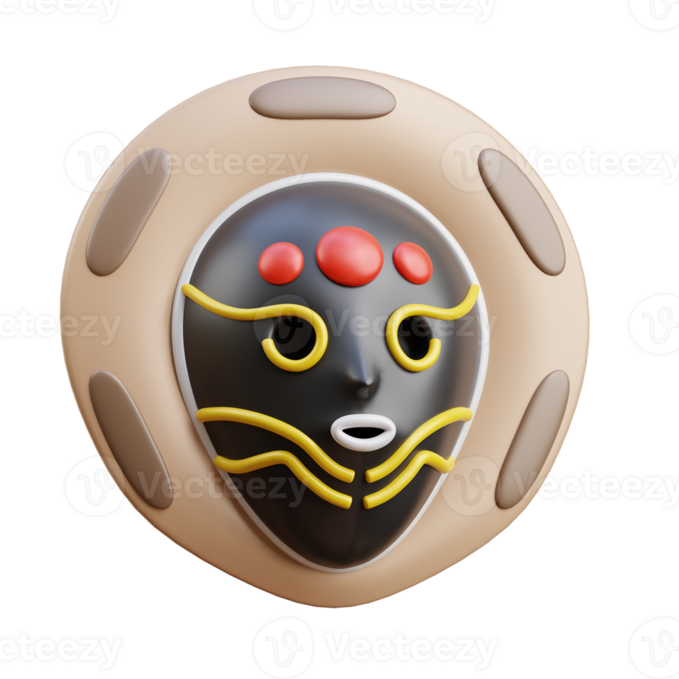 3D Brazilian Tribal Mask Design Art png