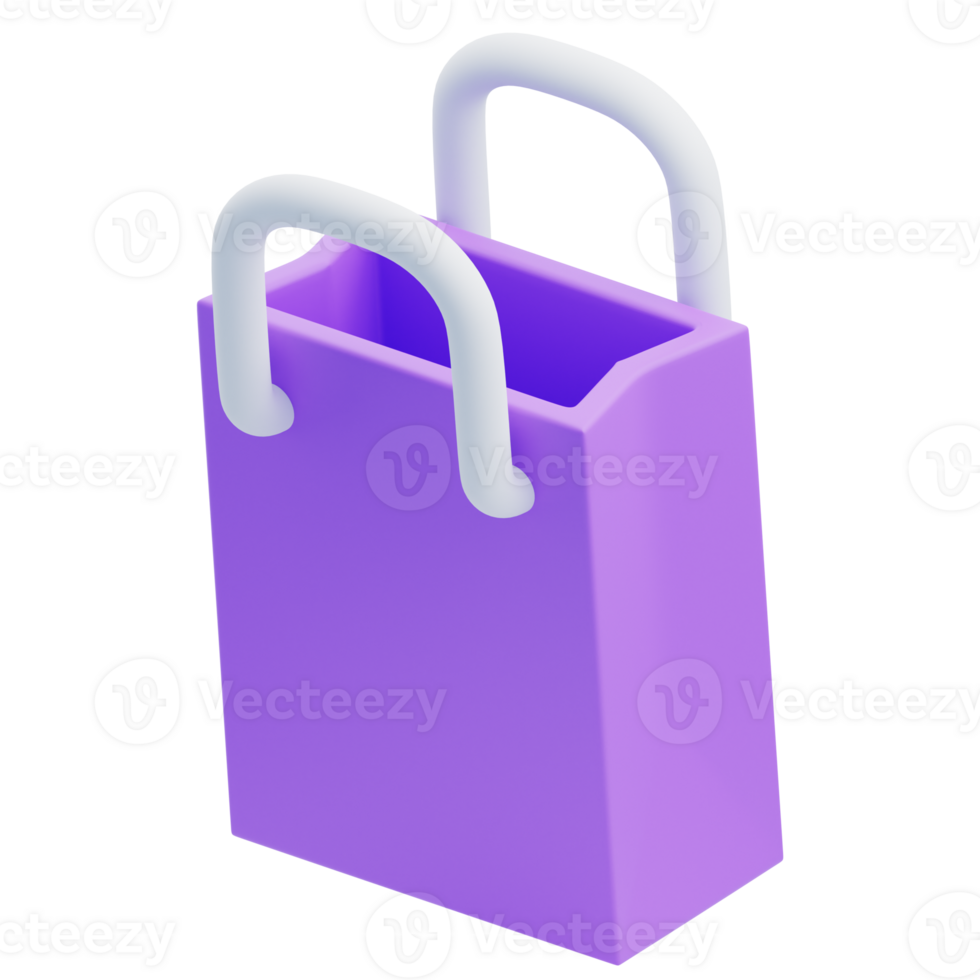 3D Purple Fashion Shopping Bag Illustration png