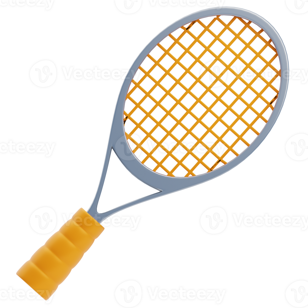 3D Badminton Racket Illustration With Yellow Grip png