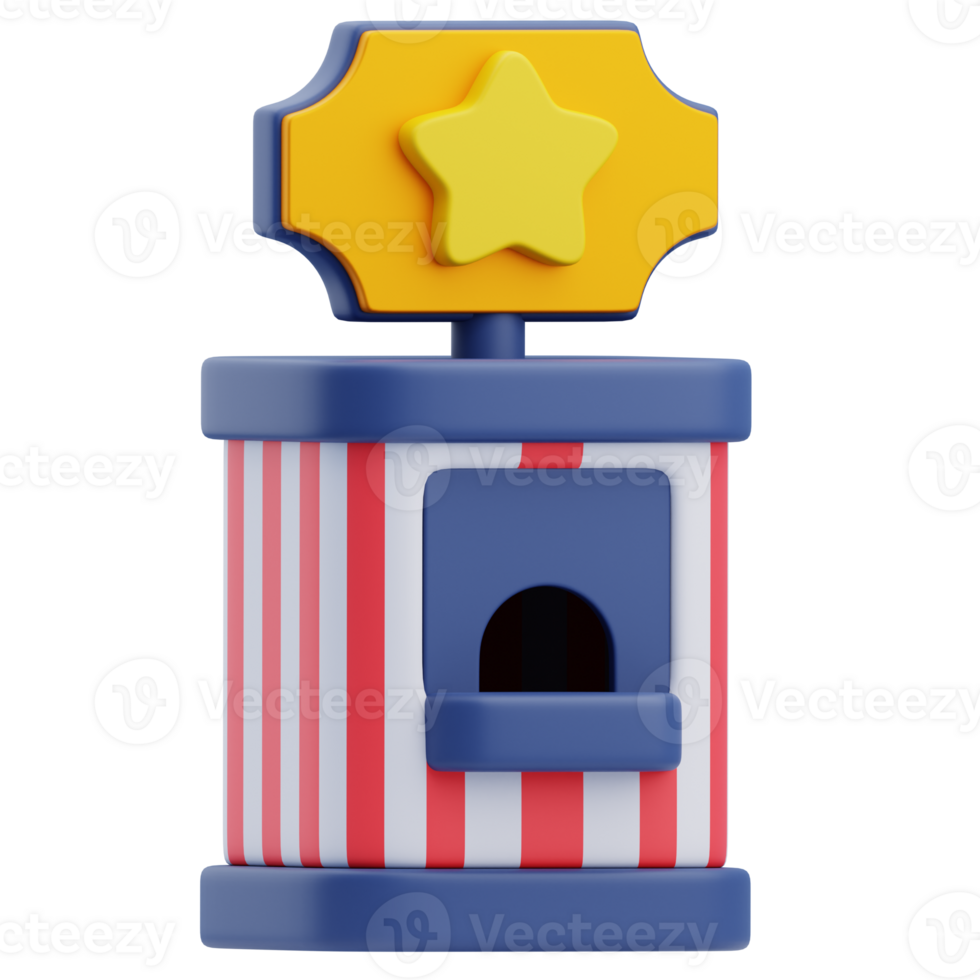 3D Animated Circus Ticket Booth Decor png