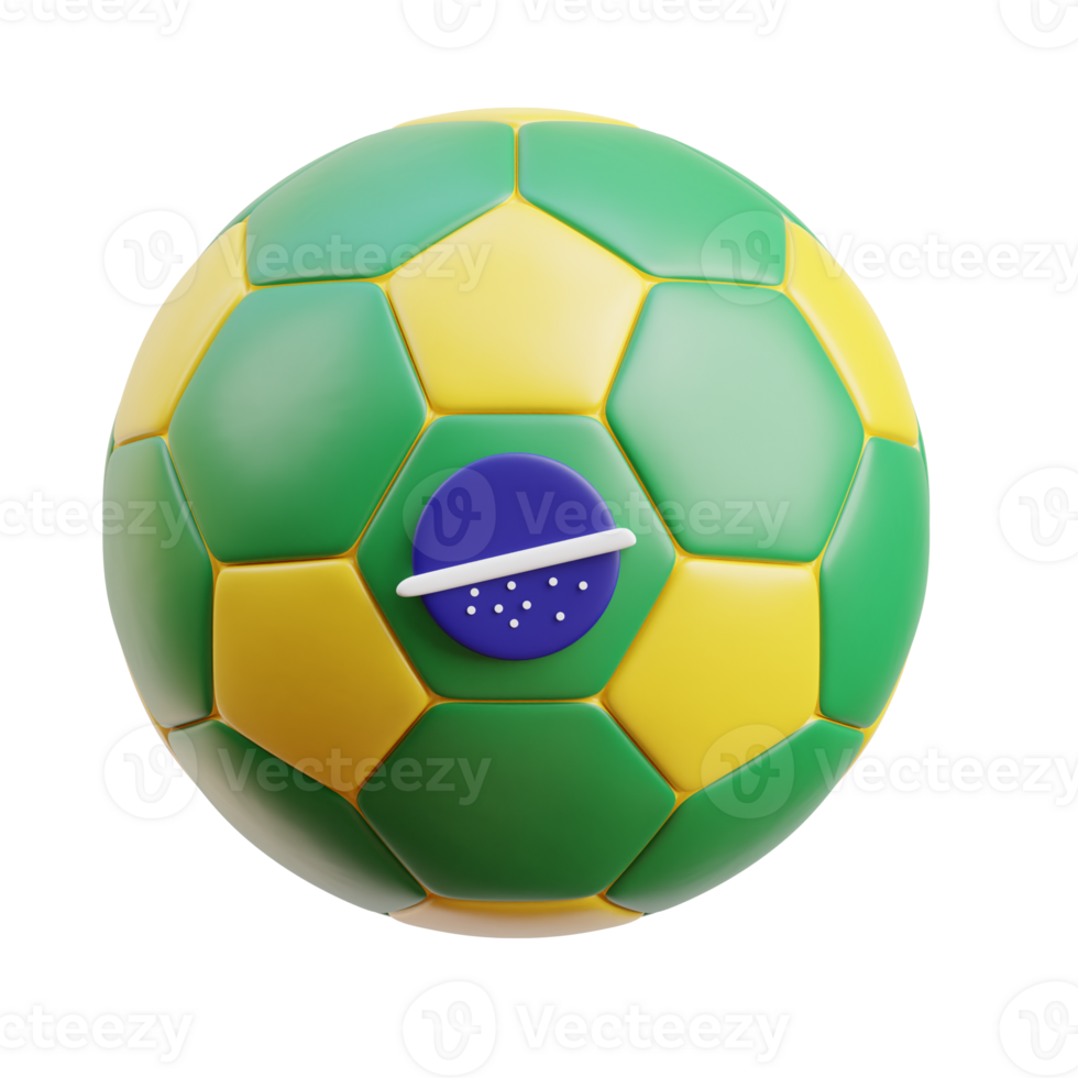 3D Brazilian Soccer Ball with Flag Design png