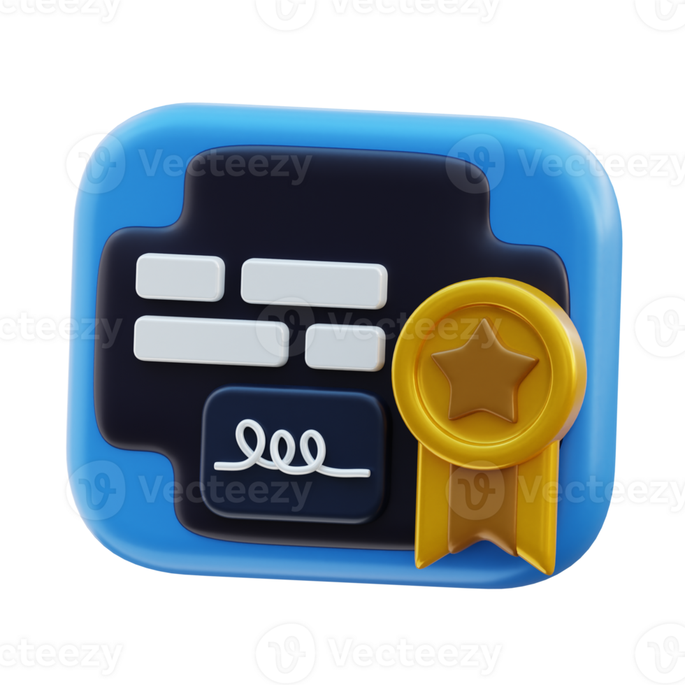 3D Business Certification Award Icon Design png