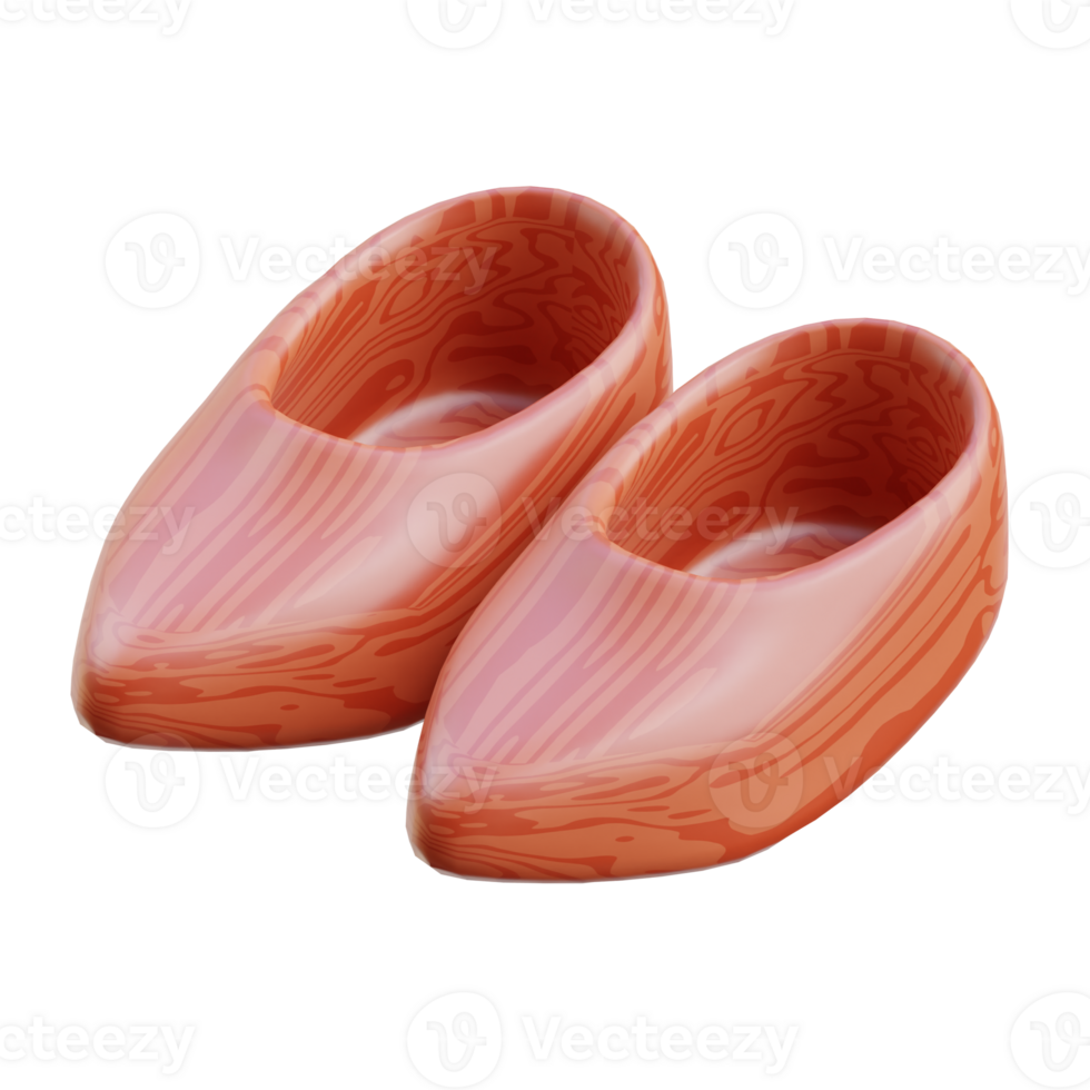 3D Traditional Dutch Wooden Clogs png