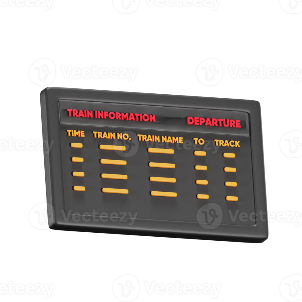 3D Train Departure Information Board png