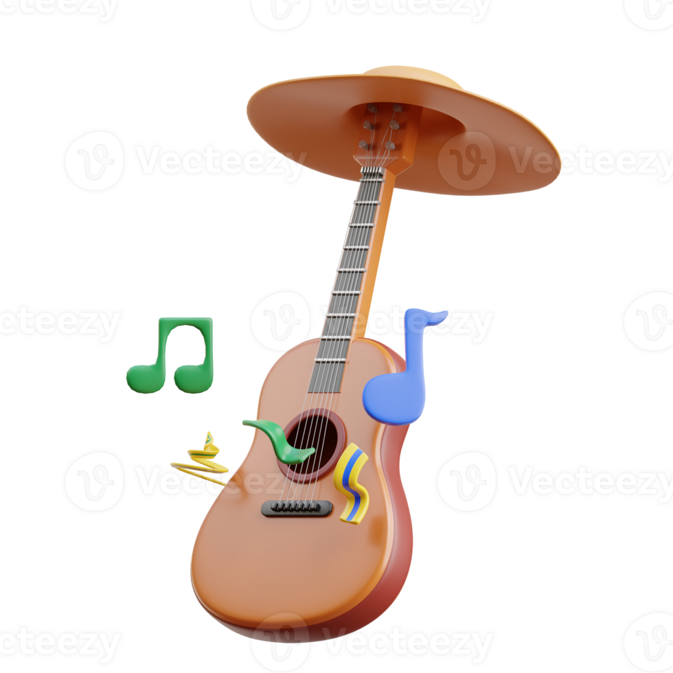 3d brasileiro música festival celebração guitarra png