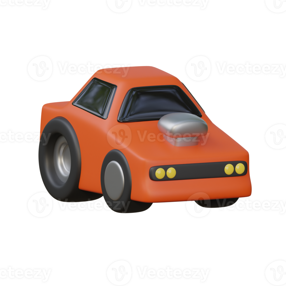 3D Orange Hot Rod Racing Car Model png