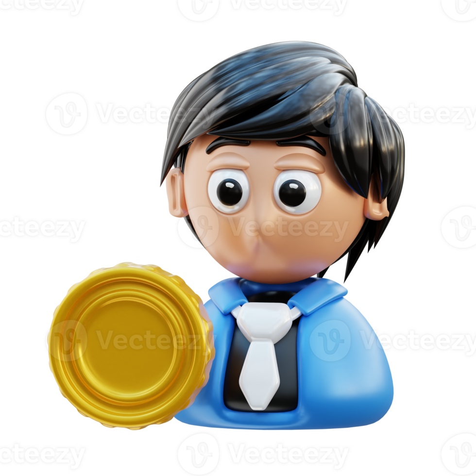 3D Business Investor Icon With Golden Coin png