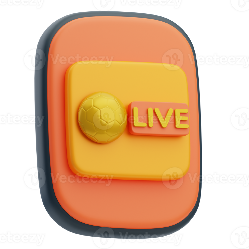 3D Live Football Streaming Icon Design png