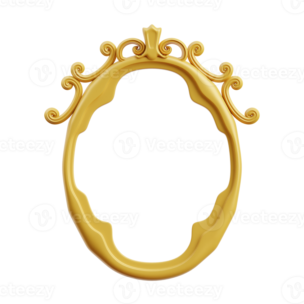 3D Ornate Gold Frame Netherlands Style png