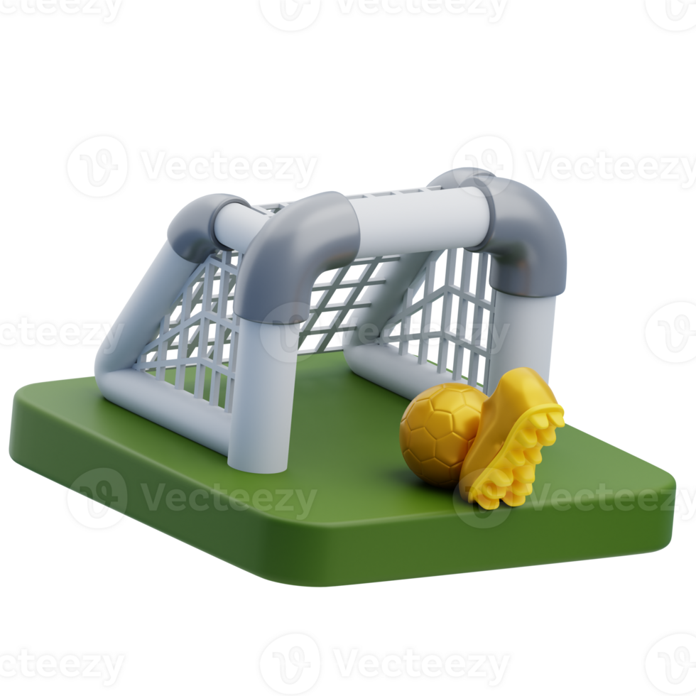 3D Football Goal And Glove With Ball png