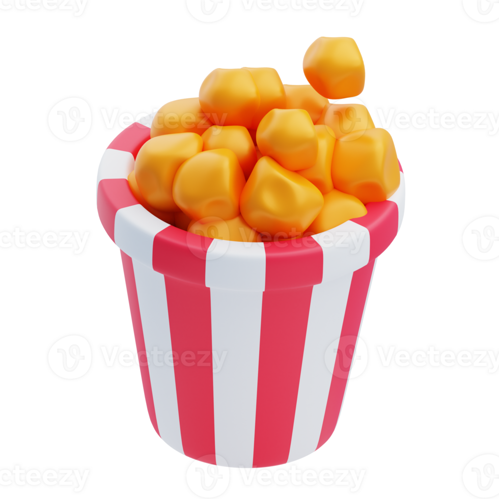 3D Cinematic Popcorn Bucket Design png