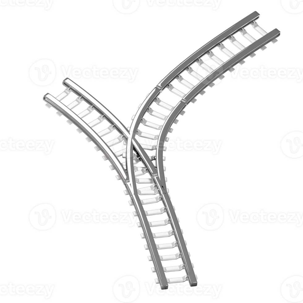 3D Railroad Track Junction Illustration png