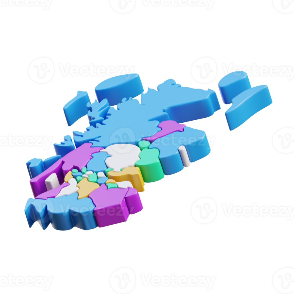 3D Colorful Map Of Scotland png