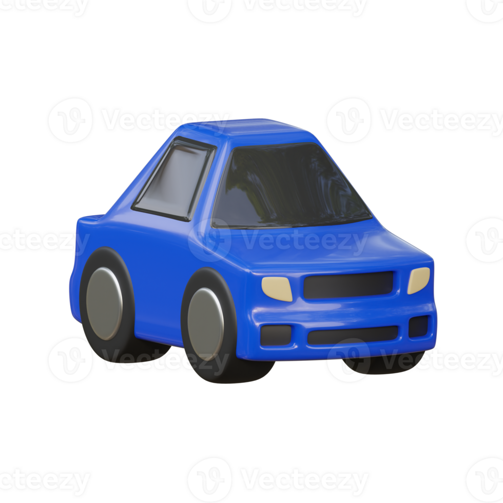 Blue 3D Sedan Car Model png