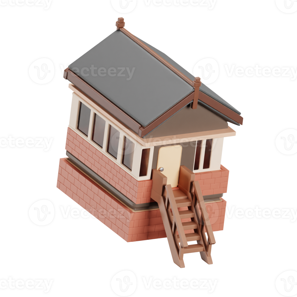 3D Train Signal Box Model png