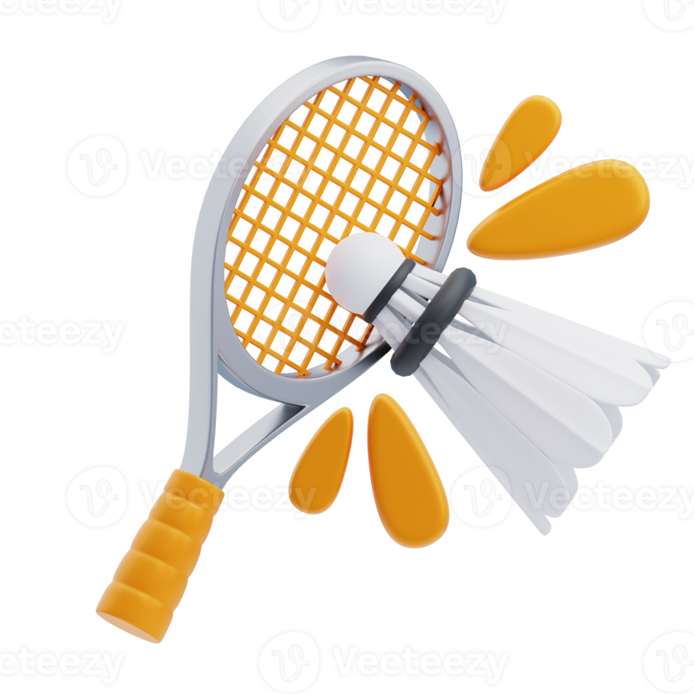 3D Badminton Racket And Shuttlecock Smash png