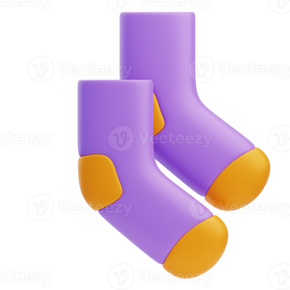 3D Purple And Orange Badminton Socks png