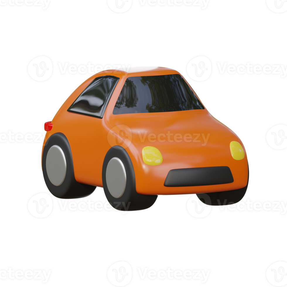 3D Orange Cartoon Car Transportation Model png