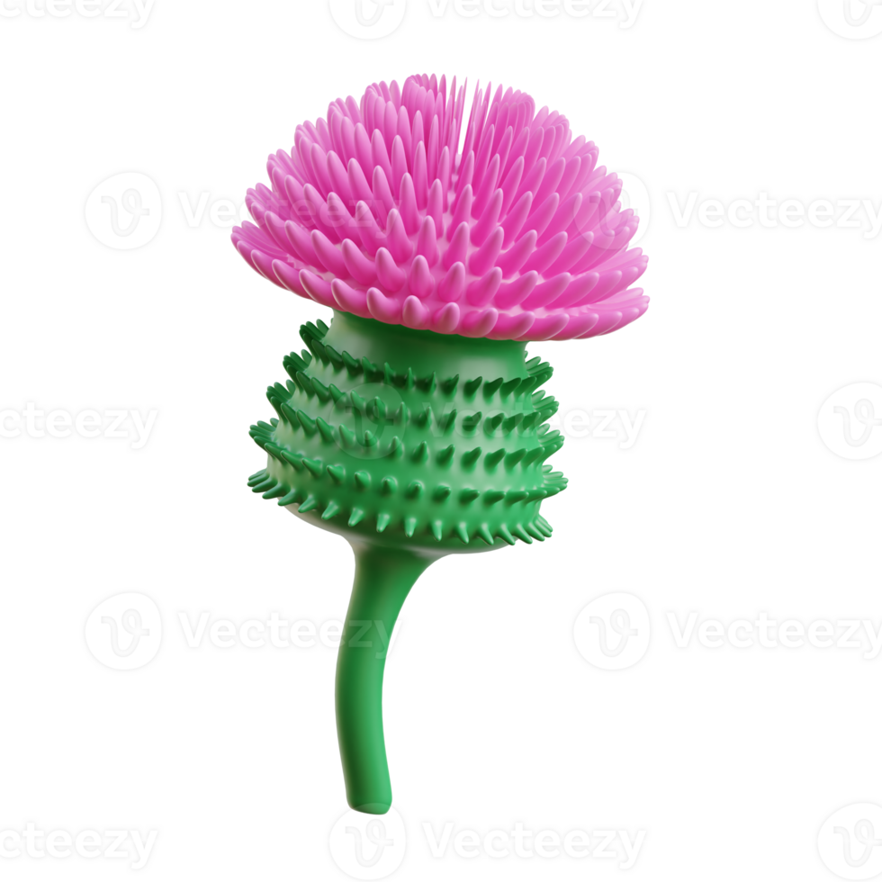 3D Thistle Flower Representation Inspired By Scotland png