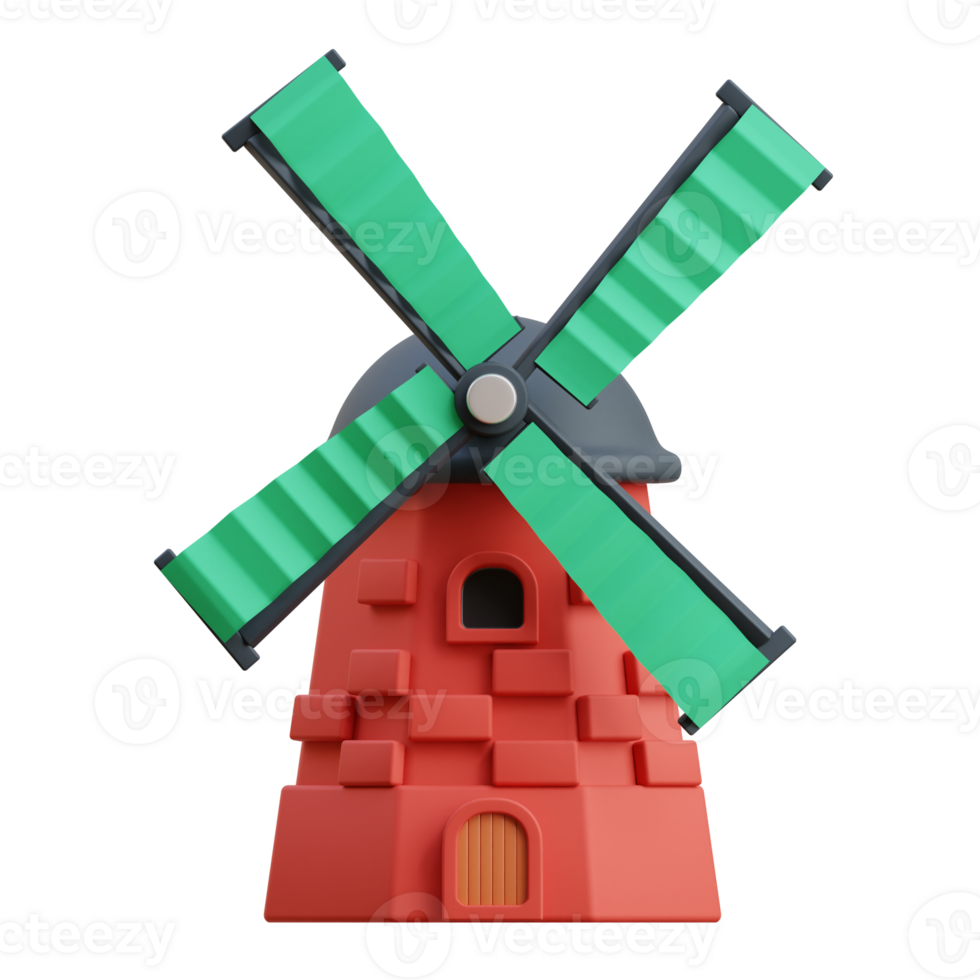 3D Netherlands Windmill Icon Illustration png