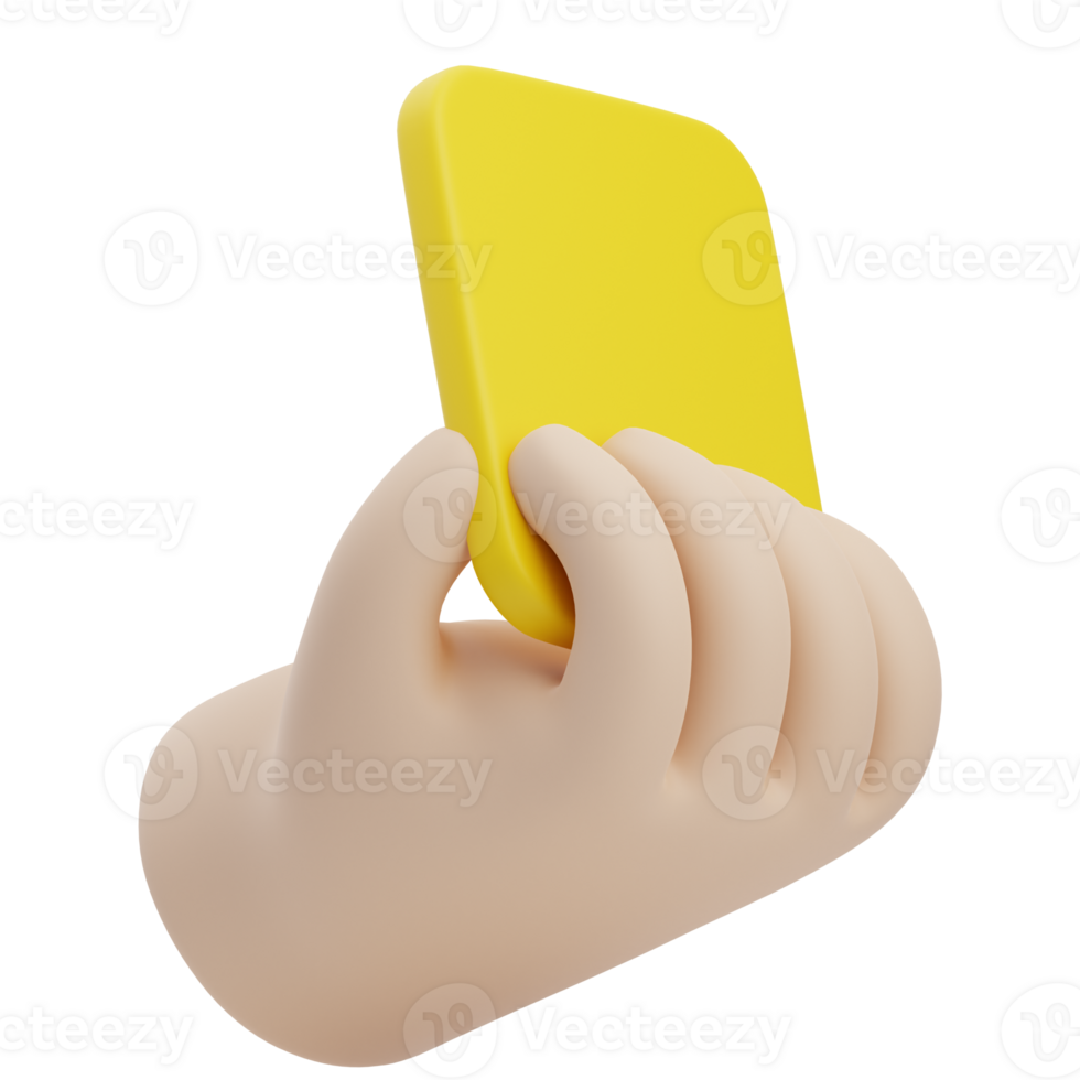 3D Hand Holding Yellow Card Football Illustration png