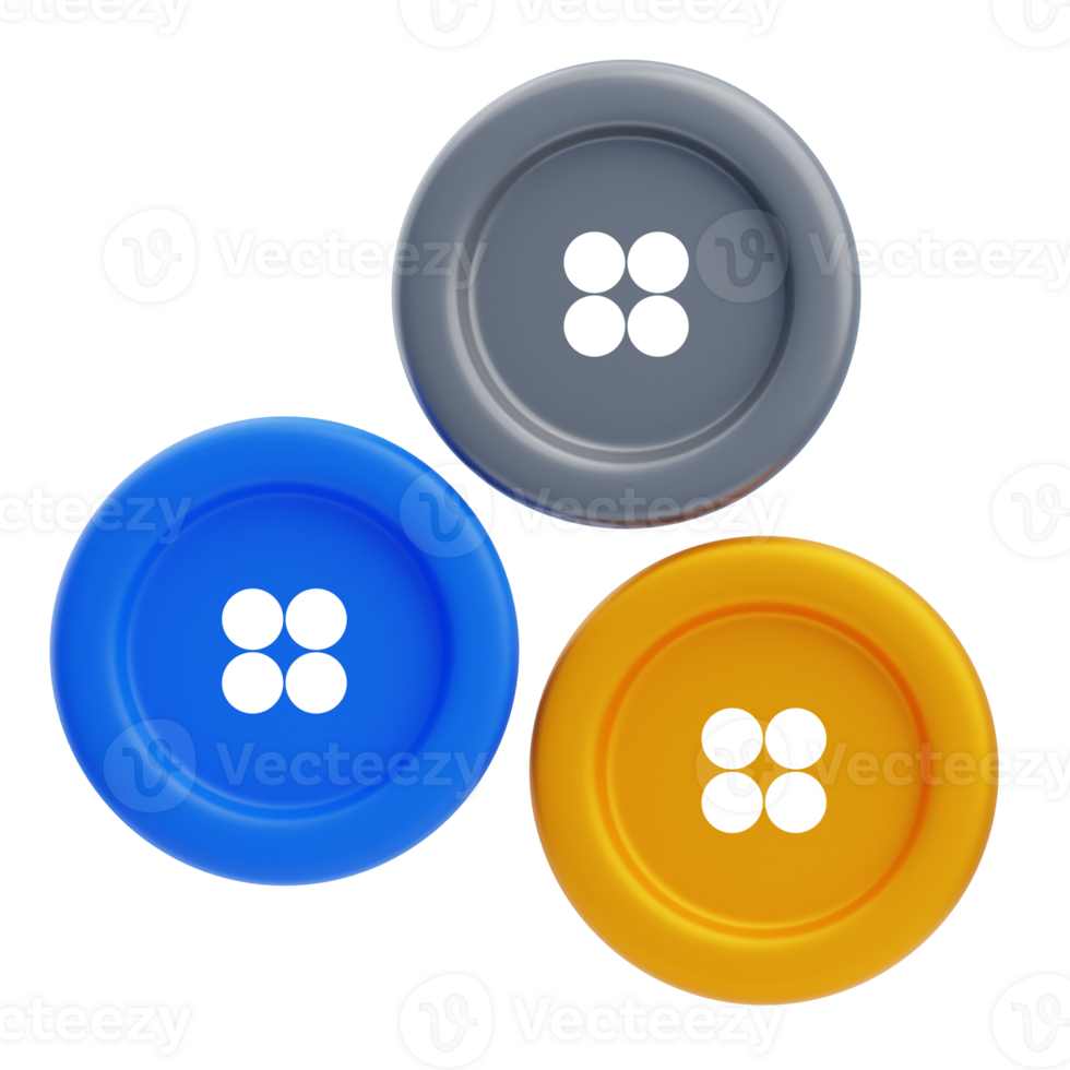 3D Sewing Buttons Assorted Colors Collection png