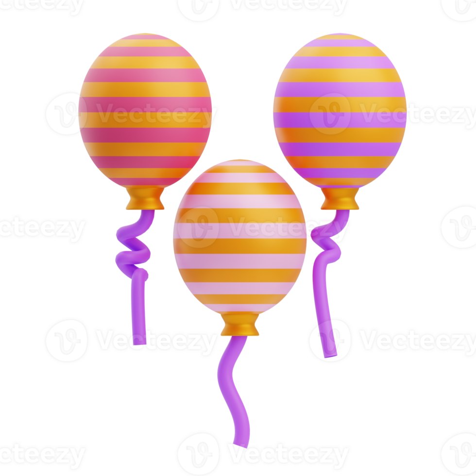 3D Carnival Colorful Floating Balloons png