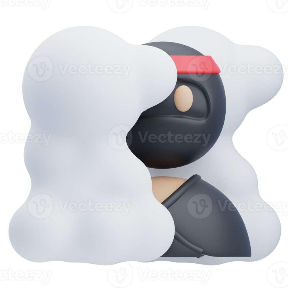3D Stealthy Ninja Emerging From Smoke png
