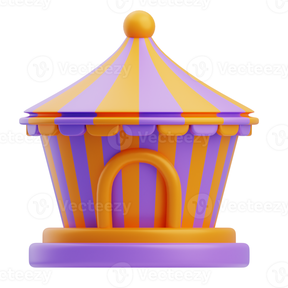3D Carnival Circus Tent Illustration Design png