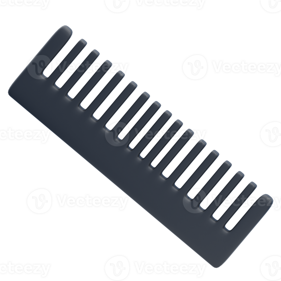 3D Black Plastic Barber Hair Comb png