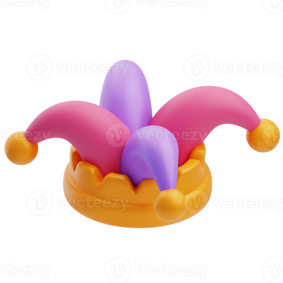 3D Colorful Carnival Clown Hat Design png