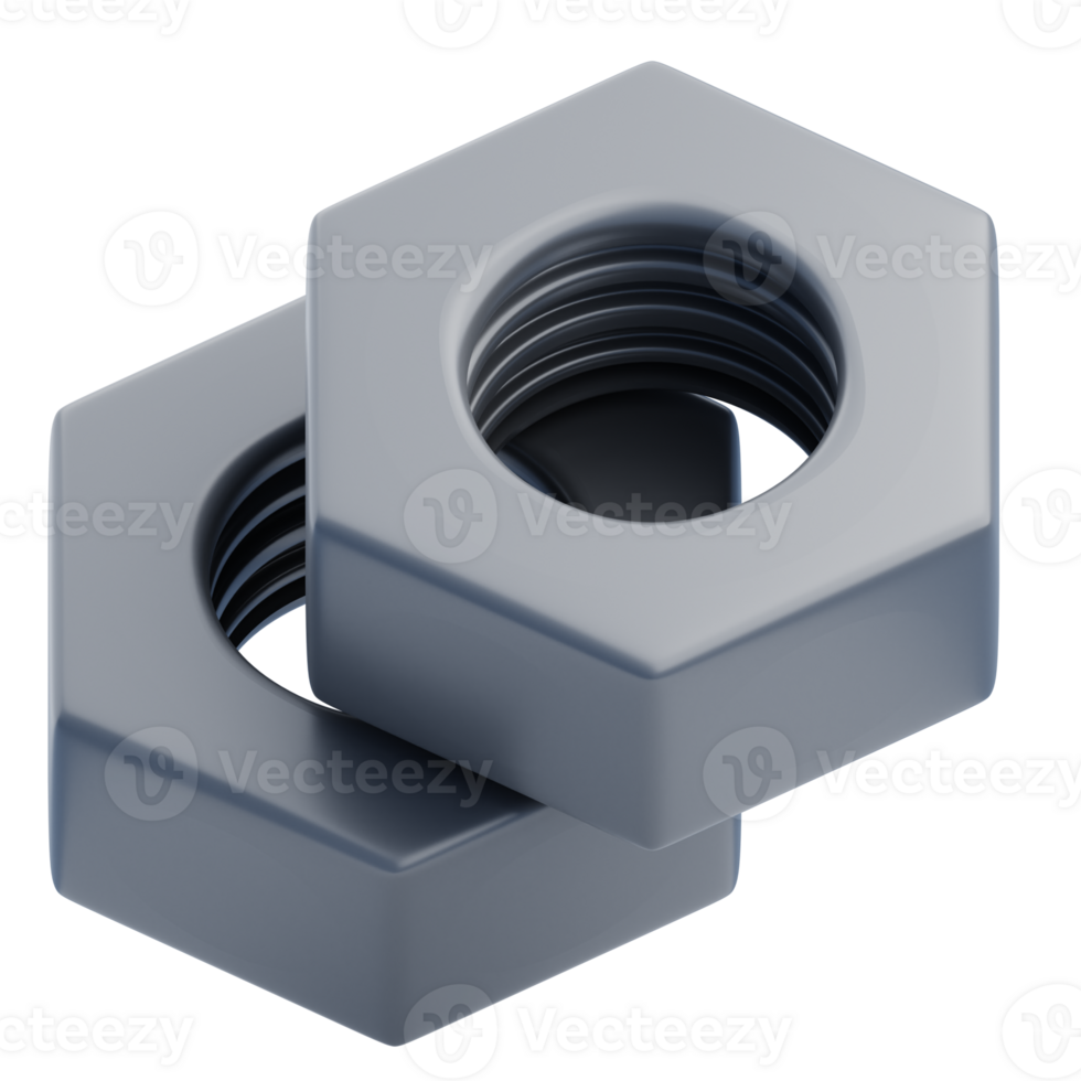 3D Industrial Metal Nuts Illustration png
