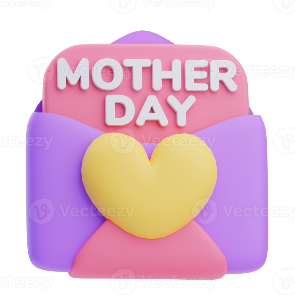 3D Mother's Day Love Letter Design png