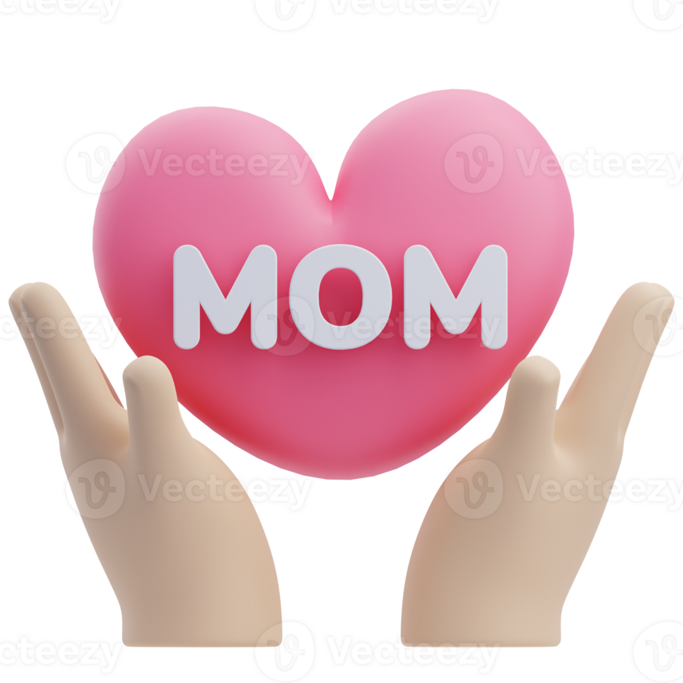 3D Heart Hands Mom Mother's Day png