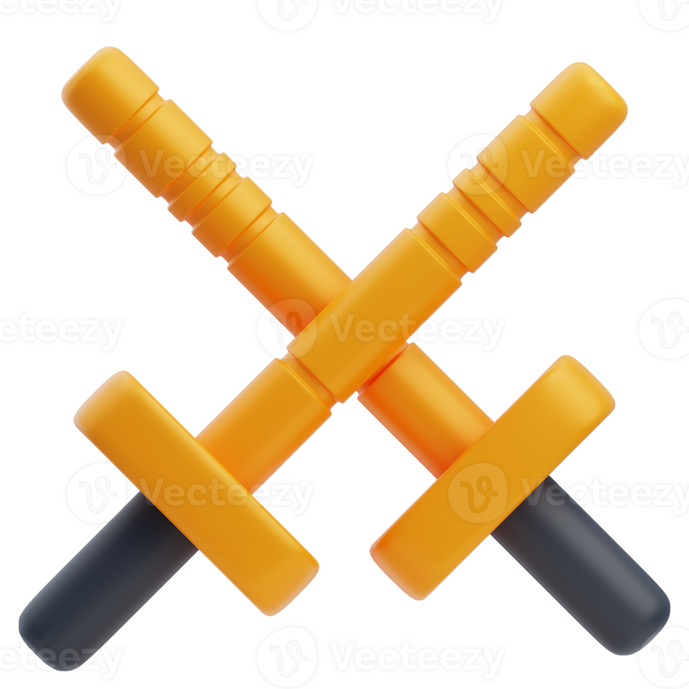 3D Martial Arts Crossed Swords Illustration png