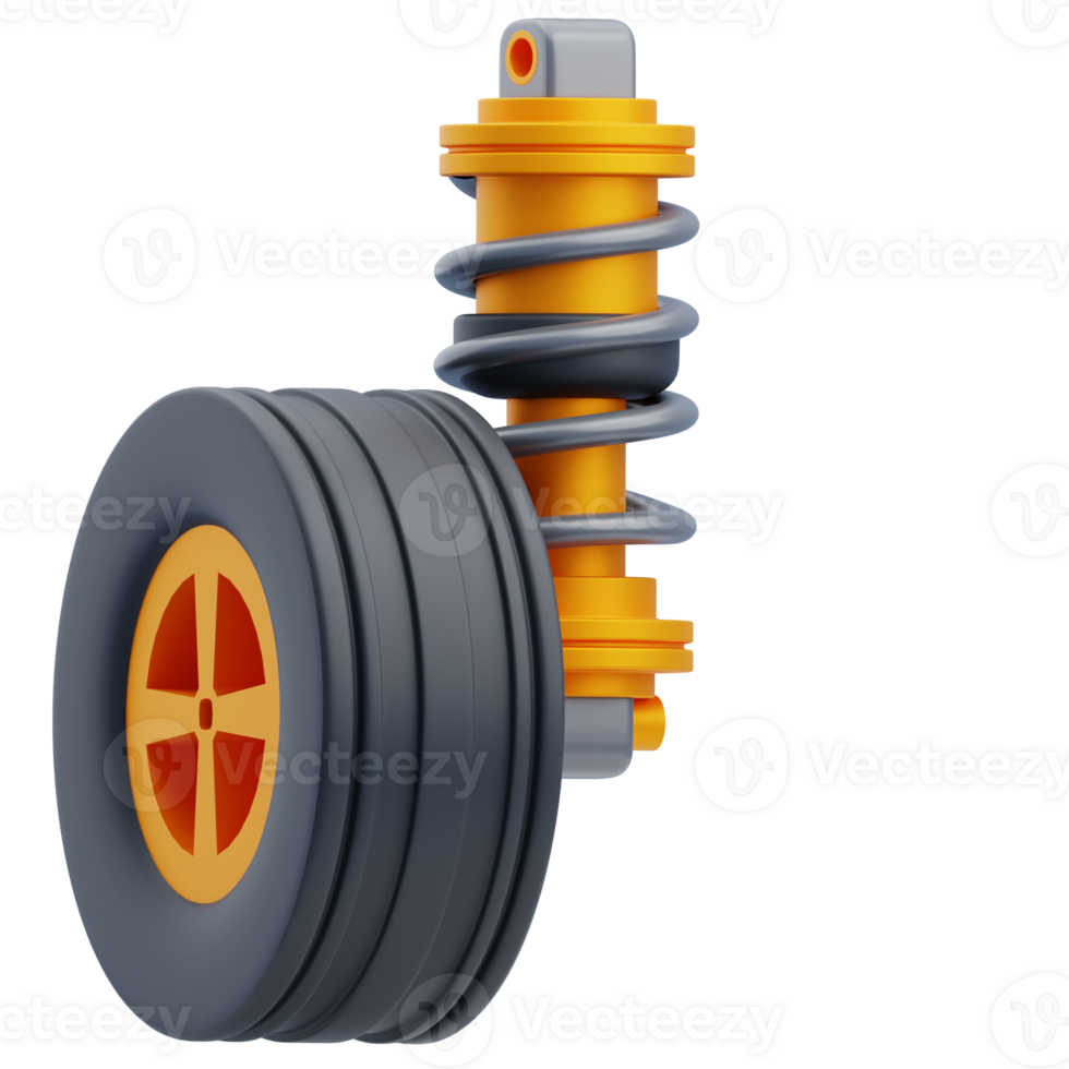 3D Car Suspension With Spring and Wheel png