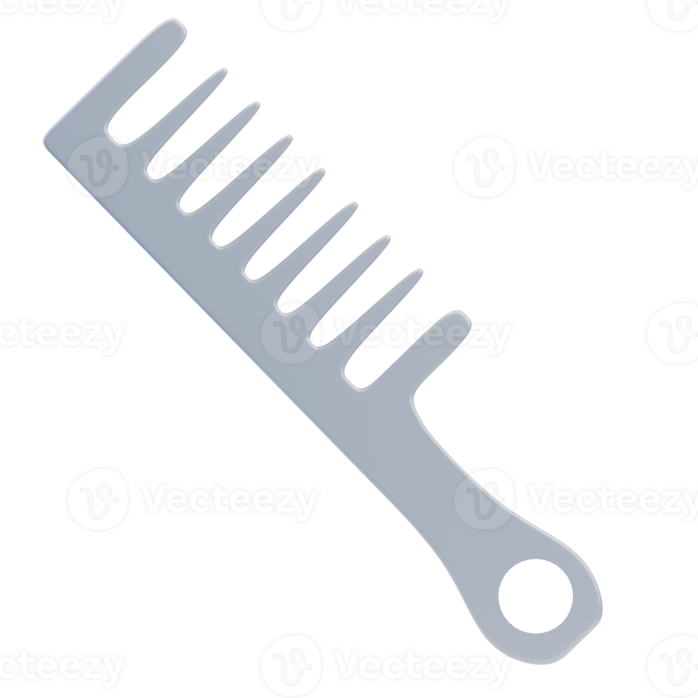 3D Wide-Tooth Barber Comb With Handle png