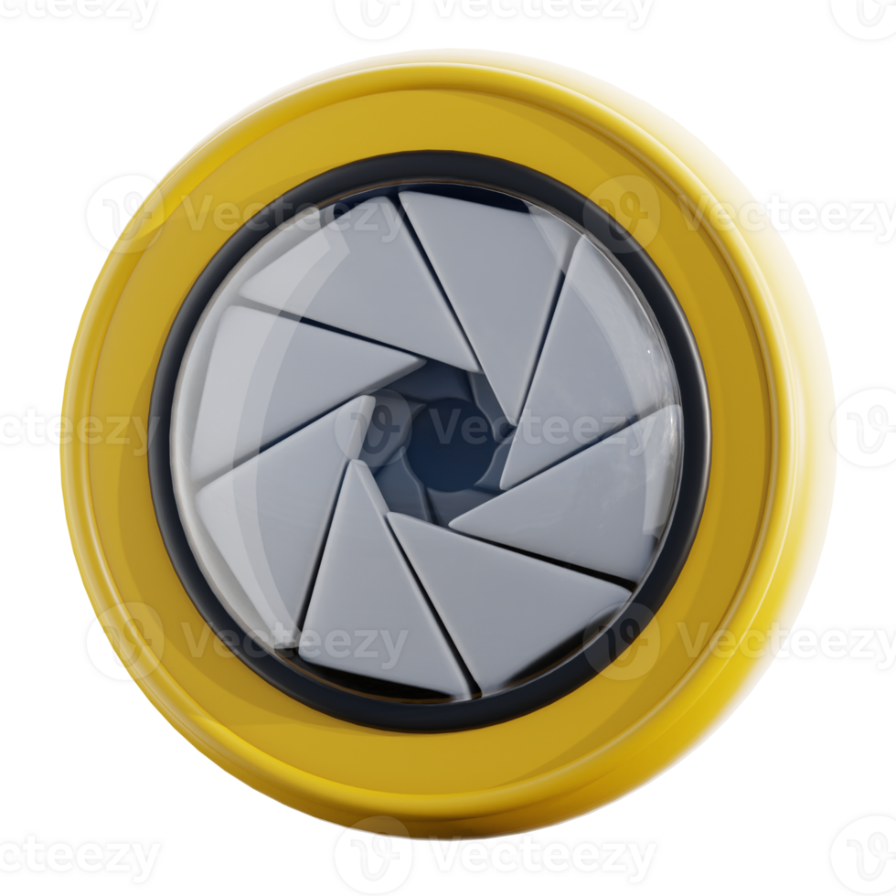 3D Camera Lens Aperture With Yellow Frame png