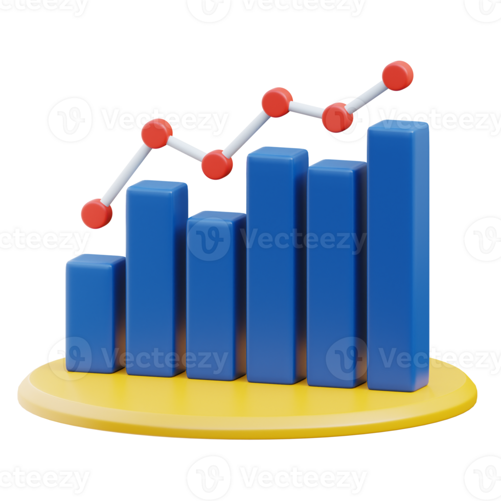 3D Business Growth and Analytics Visualization png