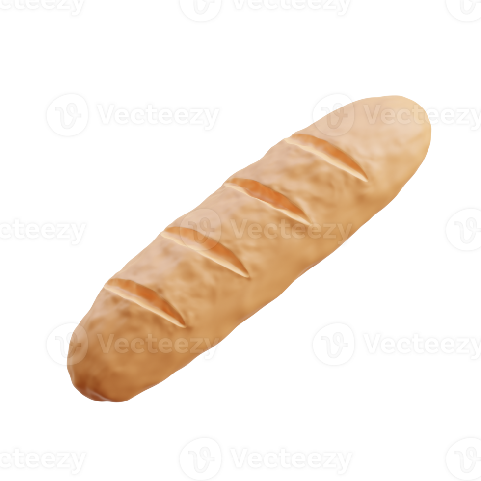 3D Realistic French Baguette Bread Model png