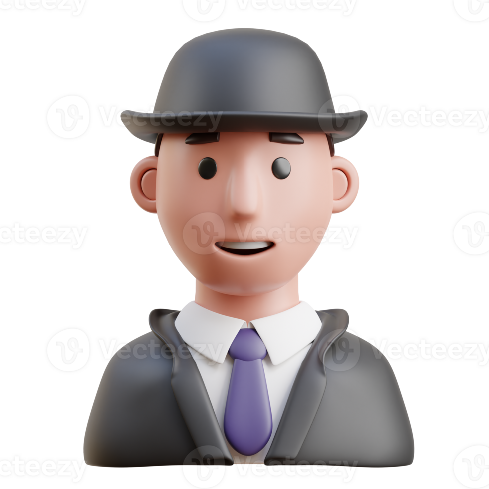 3D British Spy Character Icon Illustration png