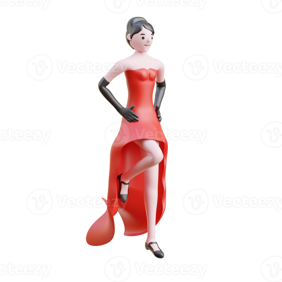 French Cancan Dancer 3D Illustration png