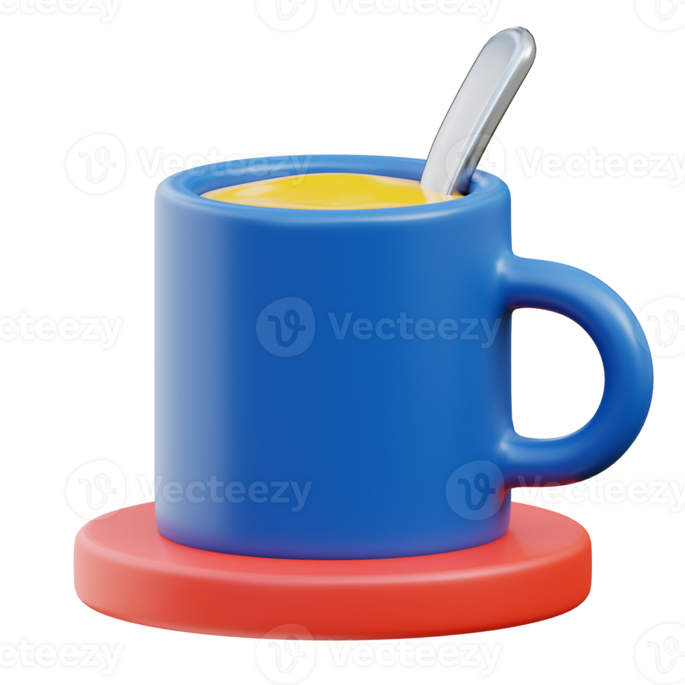 3D Coffee Mug With Spoon For Business png