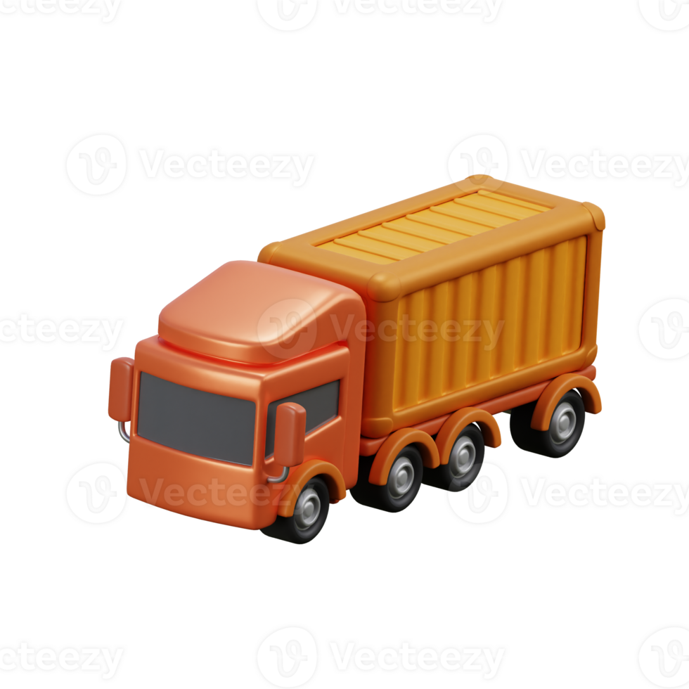 3D Cargo Freight Container Truck Model png