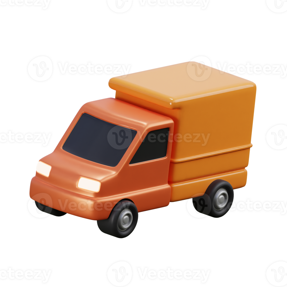 3D Orange Delivery Truck Model Logistics Transportation png