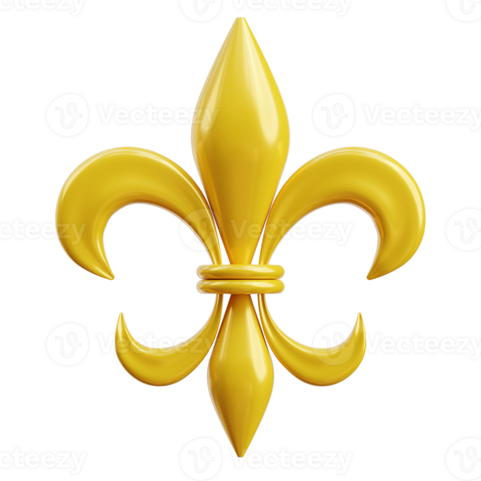 Golden 3D Fleur-de-Lis Symbol of France png