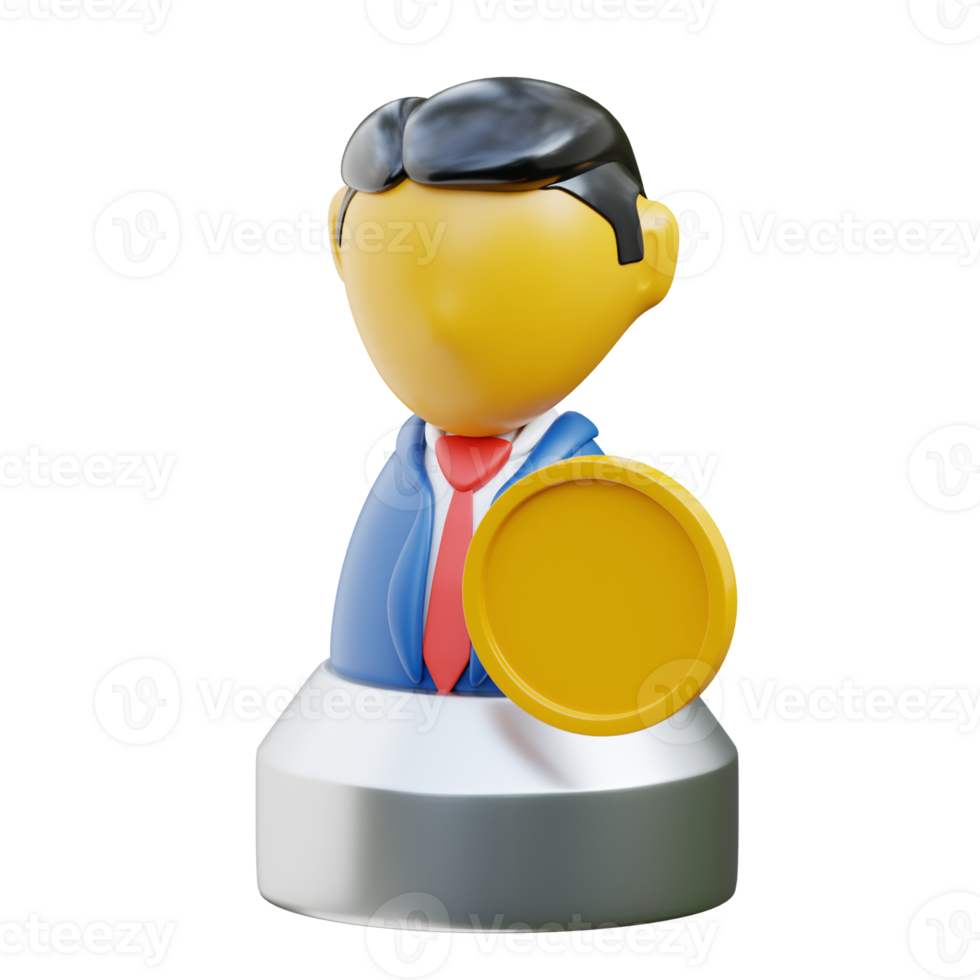 3D Business Investor with Coin Icon png