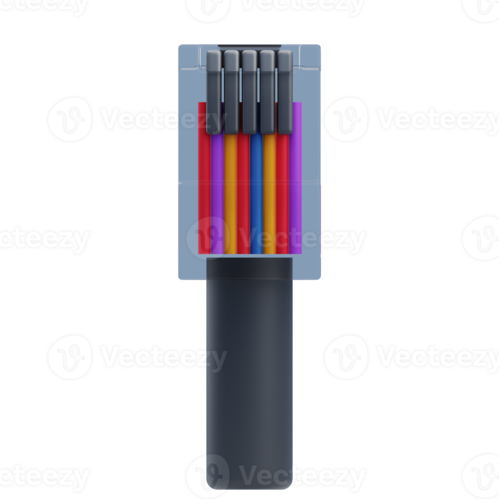 3D LAN Cable With Colored Wires png