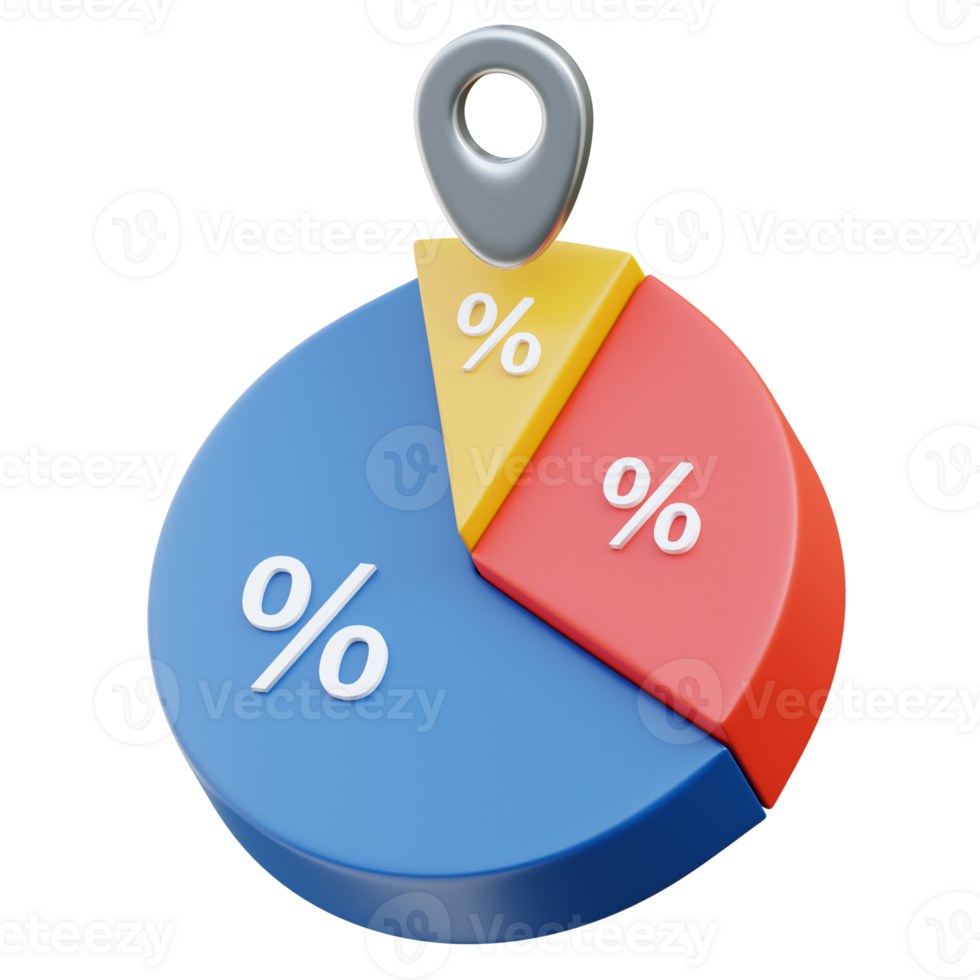 3D Business Data Analysis Pie Chart Visualization png