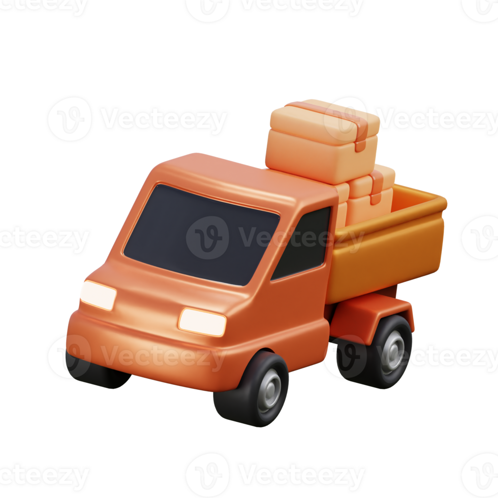 3D Delivery Pickup Truck With Cargo Boxes png